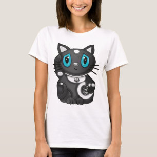 Black Maneki Neko Bekoning Good Luck Cat T-shirt