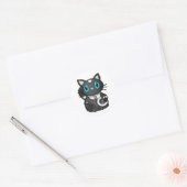 Black Maneki Neko Bekoning Succes Cat Ronde Sticker (Envelop)