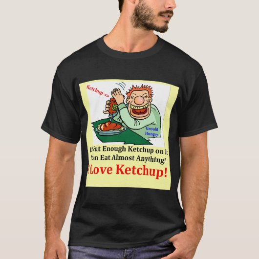 Black Mannen T-Shirt I Love Ketchup (Voorkant)