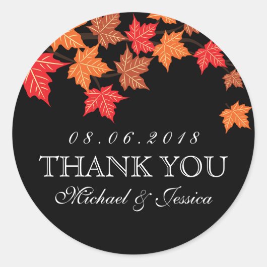 Black Maple Leaf Herfst Autumn Wedding Sticker (Voorkant)