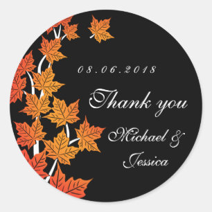 Black Maple Leaf Herfst Autumn Wedding Sticker