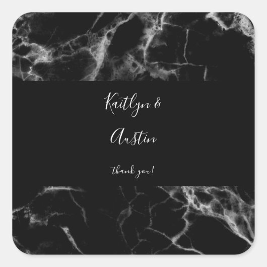Black Marble 2 Square Sticker (Voorkant)