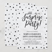 Black & Marble | 50ste verjaassurprise bruiloftsju Kaart (Voorkant / Achterkant)