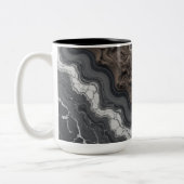 Black Marble Abstract Coffee Mug – Modern mug Tweekleurige Koffiemok (Links)