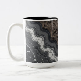 Black Marble Abstract Coffee Mug – Modern mug Tweekleurige Koffiemok