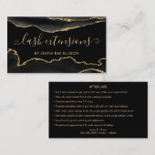 Black Marble Agate Classy Chic Lash Aftercare Visitekaartje (Voorkant / Achterkant)