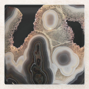 Black Marble Agate Geode Faux Stone Onderzetter Glazen Onderzetter