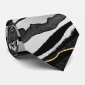 Black Marble Agate Gold Stropdas (Opgerold)