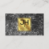 Black Marble and Gold Modern Monogram BC Business Visitekaartje (Voorkant)