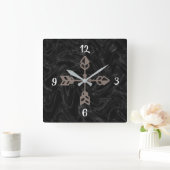 Black Marble Brown Arrow Square Clock Vierkante Klok (Huis)