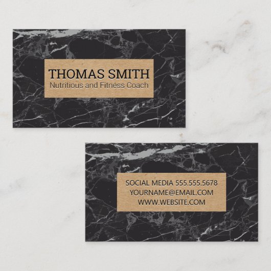 Black Marble | Brown Paper Banner Visitekaartje (Voorkant / Achterkant)