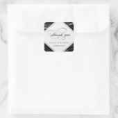Black Marble Classy Typografie Dank u Vierkante Sticker (Tas)