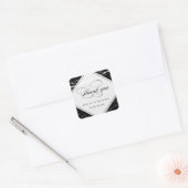 Black Marble Classy Typografie Dank u Vierkante Sticker (Envelop)