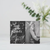 Black Marble Custom Photo Save the Date Briefkaart (Staand voorkant)
