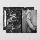 Black Marble Custom Photo Save the Date Briefkaart (Voorkant / Achterkant)