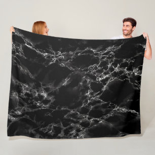 Black Marble Fleece Blanket