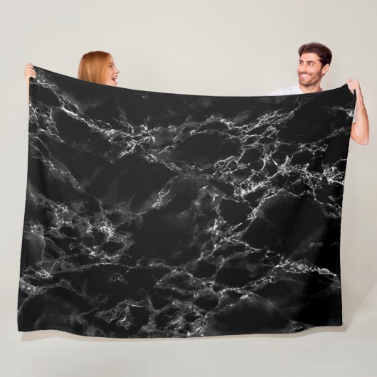 Black Marble Fleece Blanket (In situ)