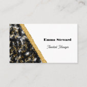 Black Marble Glam Gold & Glitter Visitekaartje (Voorkant)