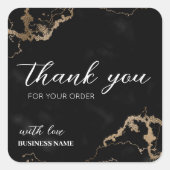 Black Marble Gold Elegant Hartelijk dank voor aank Vierkante Sticker (Voorkant)