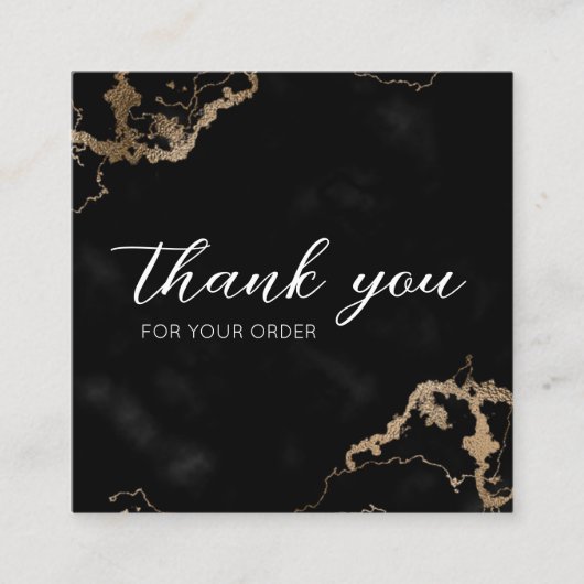 Black Marble Gold Elegant Hartelijk dank voor aank Vierkante Visitekaartje (Voorkant)