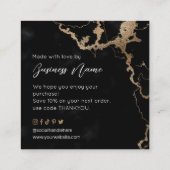 Black Marble Gold Elegant Hartelijk dank voor aank Vierkante Visitekaartje (Achterkant)