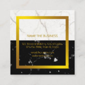 Black Marble Gold Faux Professional-constructie Vierkante Visitekaartje (Achterkant)