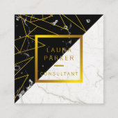Black Marble Gold Faux Professional-constructie Vierkante Visitekaartje (Voorkant)