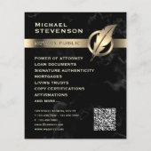 Black marble gold feather notary flyer (Achterkant)