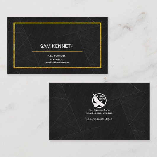 Black Marble Gold Fleck Borders CEO Founder Visitekaartje (Voorkant / Achterkant)