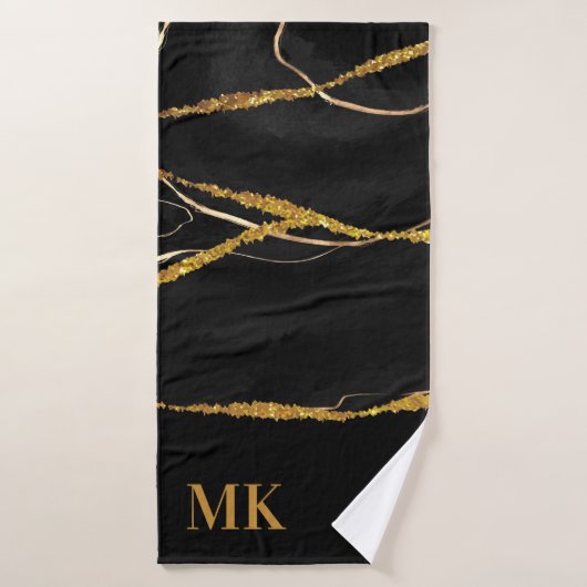 Black Marble Gold Glitter Badhanddoek (Badhanddoek)