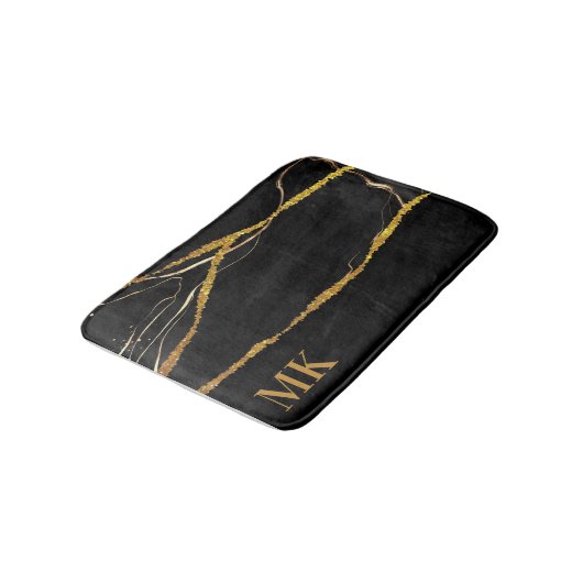 Black Marble Gold Glitter Badmat (Gekanteld)