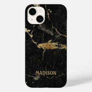 Black Marble Gold Glitter Case-Mate iPhone 14 Hoesje