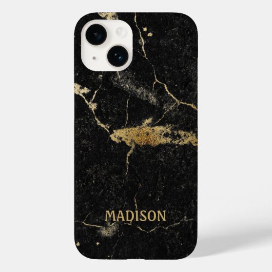 Black Marble Gold Glitter Case-Mate iPhone Case (Achterkant)