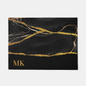 Black Marble Gold Glitter Deurmat (Voorkant)
