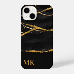 Black Marble Gold Glitter iPhone 14 Hoesje