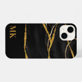 Black Marble Gold Glitter iPhone Hoesje (Achterkant horizontaal)