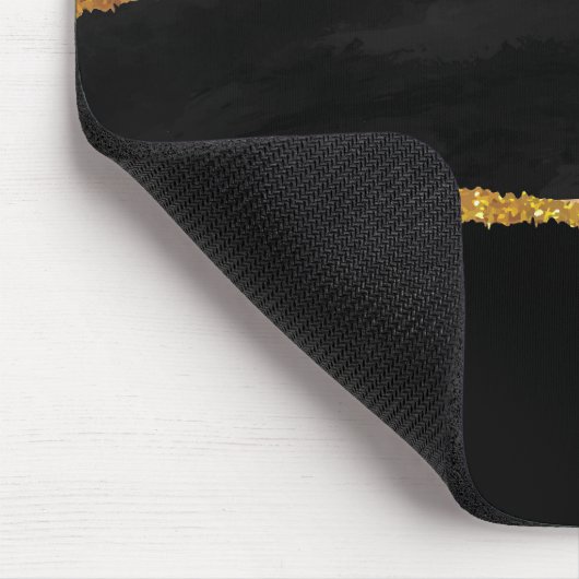 Black Marble Gold Glitter Muismat (Hoek)