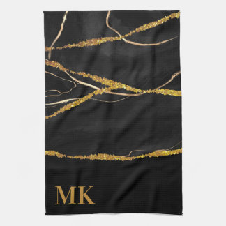 Black Marble Gold Glitter Theedoek