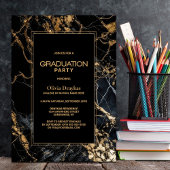 Black Marble Graduation Party Kaart