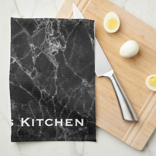 Black Marble Granite Towels Kitchen Towel Theedoek (Quarter Fold)