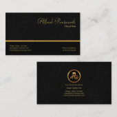 Black Marble Grunge Simple Gold Line Chauffeur Visitekaartje (Voorkant / Achterkant)