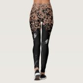 Black Marble Kijk | Faux Roos Gold Confetti Leggings (Achterkant)