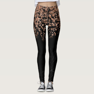 Black Marble Kijk Faux Roos Gold Confetti Leggings