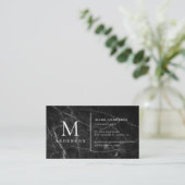 Black Marble Masculine Double Monogram Visitekaartje (Staand voorkant)