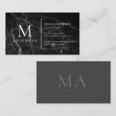 Black Marble Masculine Double Monogram Visitekaartje (Voorkant / Achterkant)