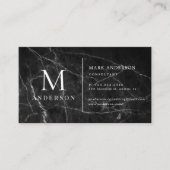 Black Marble Masculine Double Monogram Visitekaartje (Voorkant)