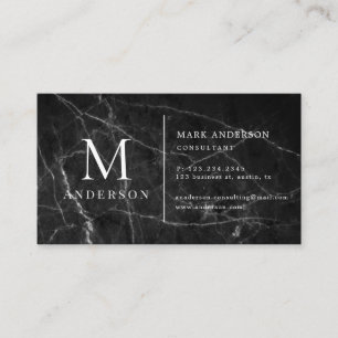 Black Marble Masculine Double Monogram Visitekaartje
