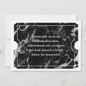Black Marble Modern Afstuderen Ticket Kaart (Achterkant)