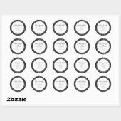 Black Marble Modern Wedding return address Ronde Sticker (Vel)