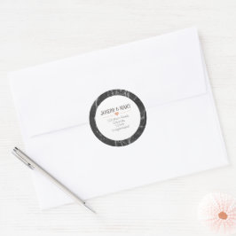 Black Marble Modern Wedding return address Ronde Sticker